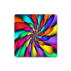 Star Flower Color Rainbow Square Magnet