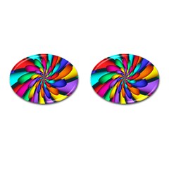 Star Flower Color Rainbow Cufflinks (oval) by Mariart