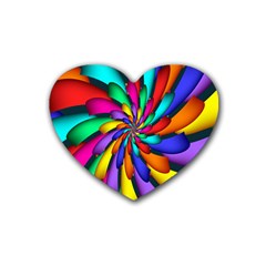 Star Flower Color Rainbow Rubber Coaster (heart) 