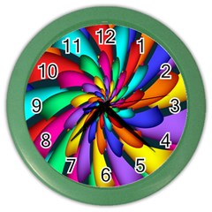 Star Flower Color Rainbow Color Wall Clocks by Mariart