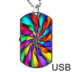 Star Flower Color Rainbow Dog Tag Usb Flash (one Side) by Mariart