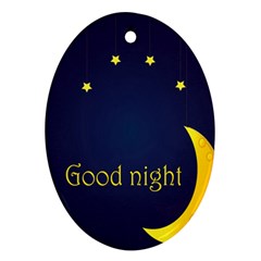 Star Moon Good Night Blue Sky Yellow Light Ornament (oval) by Mariart