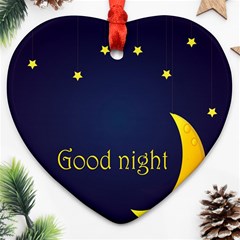 Star Moon Good Night Blue Sky Yellow Light Ornament (heart)