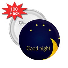 Star Moon Good Night Blue Sky Yellow Light 2 25  Buttons (100 Pack)  by Mariart