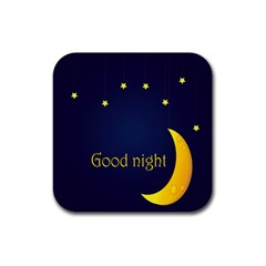 Star Moon Good Night Blue Sky Yellow Light Rubber Coaster (square) 