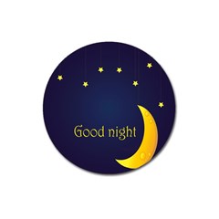 Star Moon Good Night Blue Sky Yellow Light Magnet 3  (round)