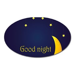 Star Moon Good Night Blue Sky Yellow Light Oval Magnet by Mariart