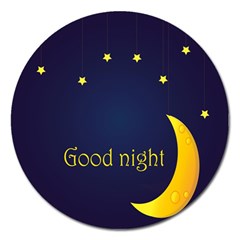 Star Moon Good Night Blue Sky Yellow Light Magnet 5  (round) by Mariart