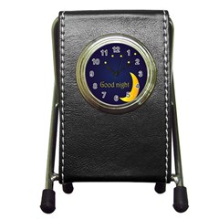 Star Moon Good Night Blue Sky Yellow Light Pen Holder Desk Clocks by Mariart