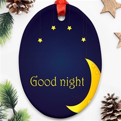 Star Moon Good Night Blue Sky Yellow Light Oval Ornament (two Sides) by Mariart