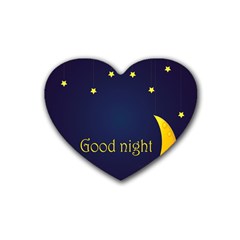 Star Moon Good Night Blue Sky Yellow Light Heart Coaster (4 Pack)  by Mariart