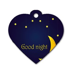 Star Moon Good Night Blue Sky Yellow Light Dog Tag Heart (one Side) by Mariart