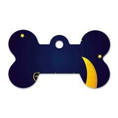 Star Moon Good Night Blue Sky Yellow Light Dog Tag Bone (one Side) by Mariart