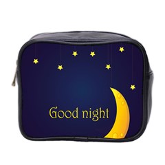 Star Moon Good Night Blue Sky Yellow Light Mini Toiletries Bag 2-side by Mariart