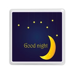 Star Moon Good Night Blue Sky Yellow Light Memory Card Reader (square)  by Mariart