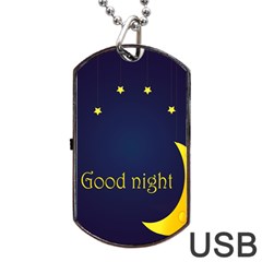 Star Moon Good Night Blue Sky Yellow Light Dog Tag Usb Flash (two Sides) by Mariart