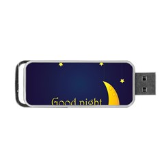 Star Moon Good Night Blue Sky Yellow Light Portable Usb Flash (one Side) by Mariart