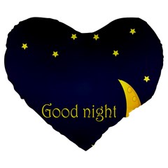 Star Moon Good Night Blue Sky Yellow Light Large 19  Premium Heart Shape Cushions by Mariart