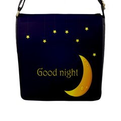 Star Moon Good Night Blue Sky Yellow Light Flap Messenger Bag (l)  by Mariart