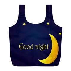 Star Moon Good Night Blue Sky Yellow Light Full Print Recycle Bags (l)  by Mariart