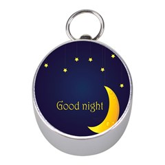 Star Moon Good Night Blue Sky Yellow Light Mini Silver Compasses by Mariart