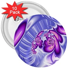 Space Stone Purple Silver Wave Chevron 3  Buttons (10 Pack) 