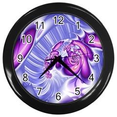 Space Stone Purple Silver Wave Chevron Wall Clocks (black) by Mariart