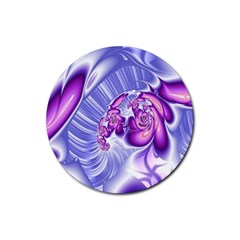 Space Stone Purple Silver Wave Chevron Rubber Round Coaster (4 Pack)  by Mariart