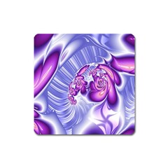 Space Stone Purple Silver Wave Chevron Square Magnet by Mariart