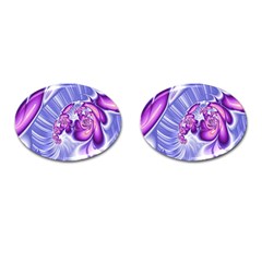 Space Stone Purple Silver Wave Chevron Cufflinks (oval)