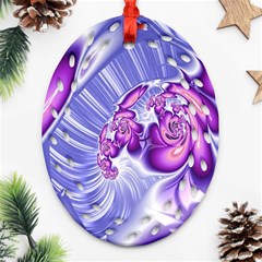 Space Stone Purple Silver Wave Chevron Ornament (oval Filigree) by Mariart