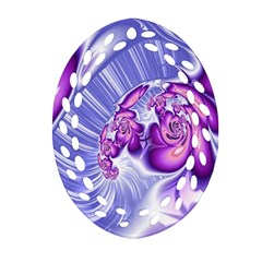 Space Stone Purple Silver Wave Chevron Oval Filigree Ornament (two Sides) by Mariart