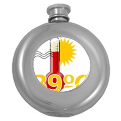 Thermometer Themperature Hot Sun Round Hip Flask (5 Oz) by Mariart