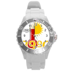 Thermometer Themperature Hot Sun Round Plastic Sport Watch (l) by Mariart