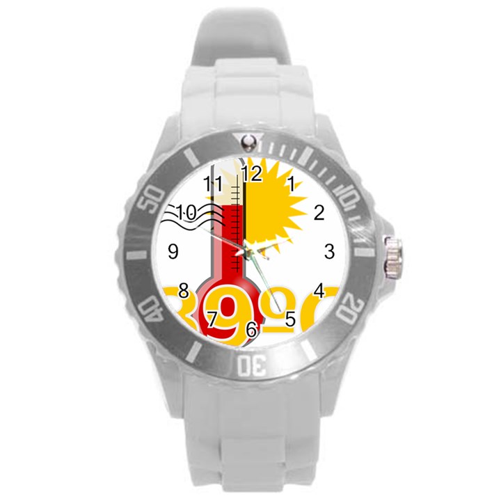 Thermometer Themperature Hot Sun Round Plastic Sport Watch (L)