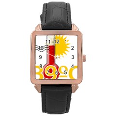 Thermometer Themperature Hot Sun Rose Gold Leather Watch  by Mariart