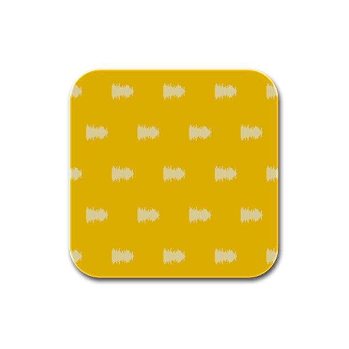 Waveform Disco Wahlin Retina White Yellow Rubber Square Coaster (4 pack) 