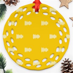 Waveform Disco Wahlin Retina White Yellow Round Filigree Ornament (two Sides) by Mariart