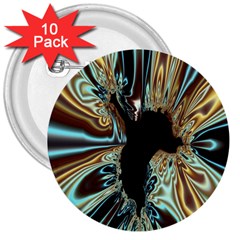 Silver Gold Hole Black Space 3  Buttons (10 Pack) 