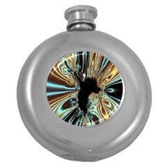 Silver Gold Hole Black Space Round Hip Flask (5 Oz) by Mariart