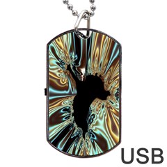 Silver Gold Hole Black Space Dog Tag Usb Flash (one Side)