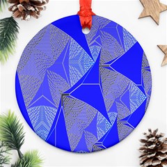 Wave Chevron Plaid Circle Polka Line Light Blue Triangle Ornament (round) by Mariart