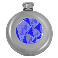 Wave Chevron Plaid Circle Polka Line Light Blue Triangle Round Hip Flask (5 Oz) by Mariart