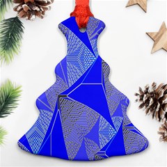 Wave Chevron Plaid Circle Polka Line Light Blue Triangle Christmas Tree Ornament (two Sides) by Mariart