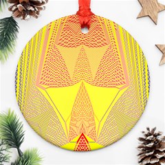 Wave Chevron Plaid Circle Polka Line Light Yellow Red Blue Triangle Ornament (round) by Mariart