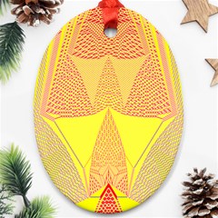 Wave Chevron Plaid Circle Polka Line Light Yellow Red Blue Triangle Ornament (oval) by Mariart