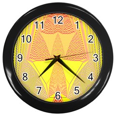 Wave Chevron Plaid Circle Polka Line Light Yellow Red Blue Triangle Wall Clocks (black) by Mariart