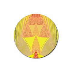 Wave Chevron Plaid Circle Polka Line Light Yellow Red Blue Triangle Rubber Coaster (round)  by Mariart