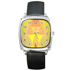 Wave Chevron Plaid Circle Polka Line Light Yellow Red Blue Triangle Square Metal Watch by Mariart