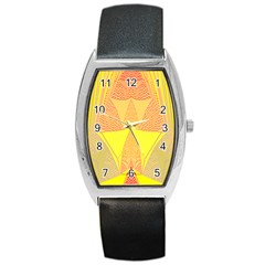 Wave Chevron Plaid Circle Polka Line Light Yellow Red Blue Triangle Barrel Style Metal Watch by Mariart